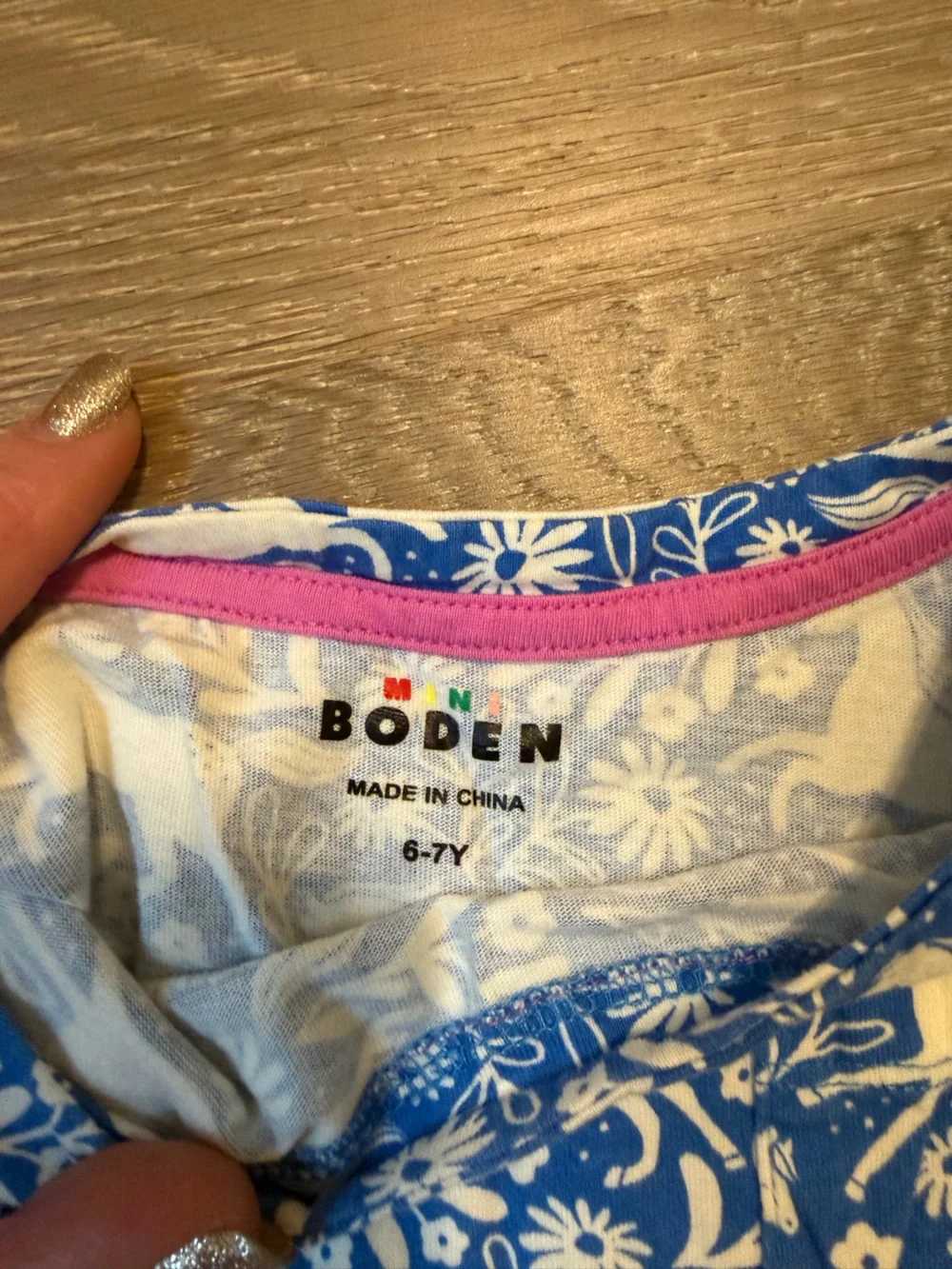 Boden Blue & Cream Short-Sleeve Horse Print Play Dress